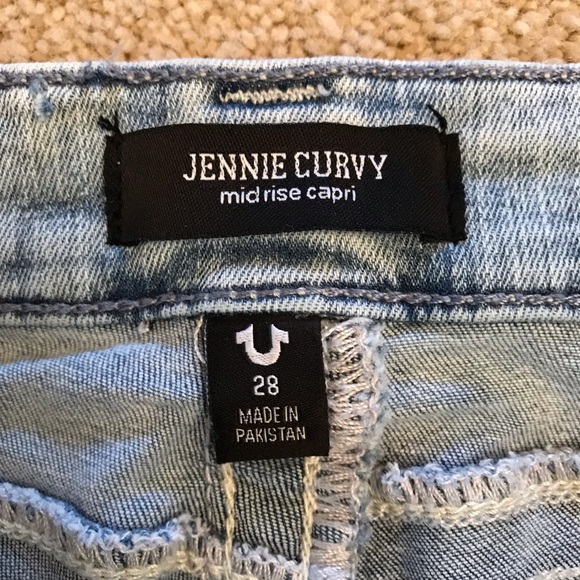 True Religion Denim Blue Jeans Women Size 6 Waist 28 Jennie Curvy Mid Rise Capri - Picture 4 of 14